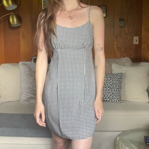 Classic Black and White Checkered Dress